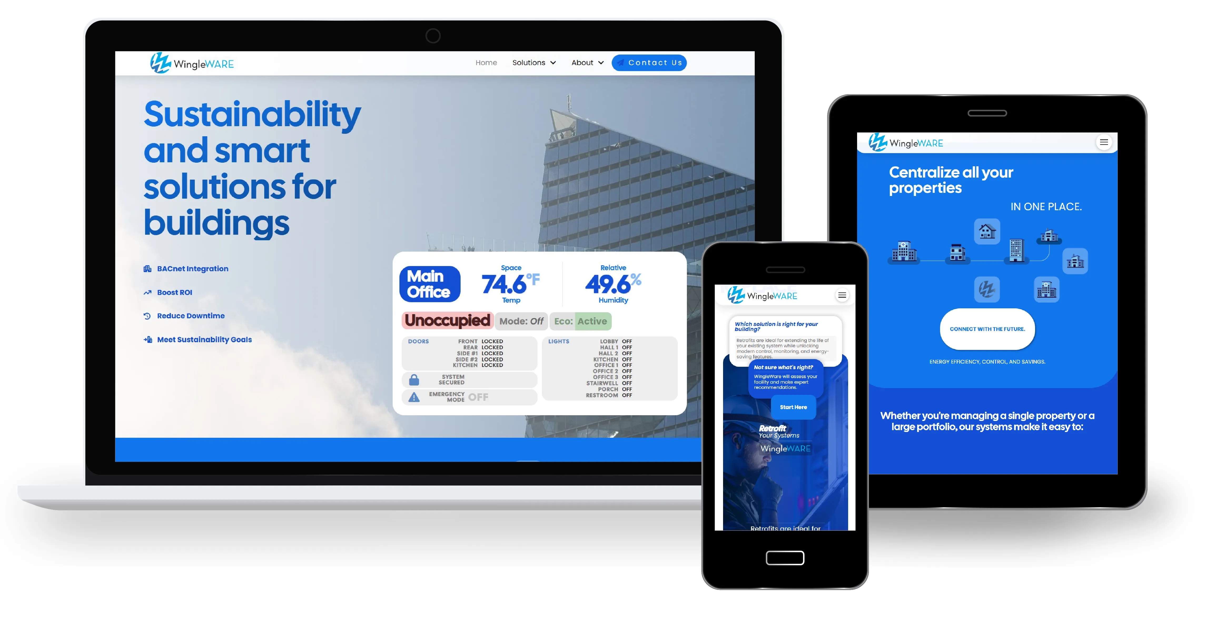 WingleWare responsive website shown on desktop and mobile